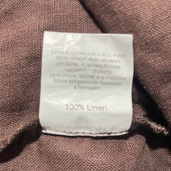 Lintico 100% LInen Wide Leg Trousers Womens S (26x27) Brown Button Front Pleats - Picture 7 of 7